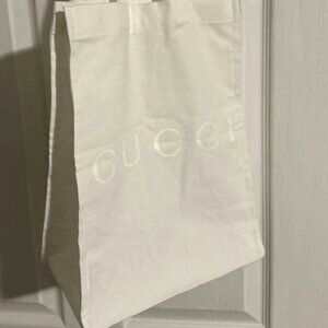 Authentic Gucci Dust Bag Canvas Tote Handle Straps 14"x10"x5" White Size Large